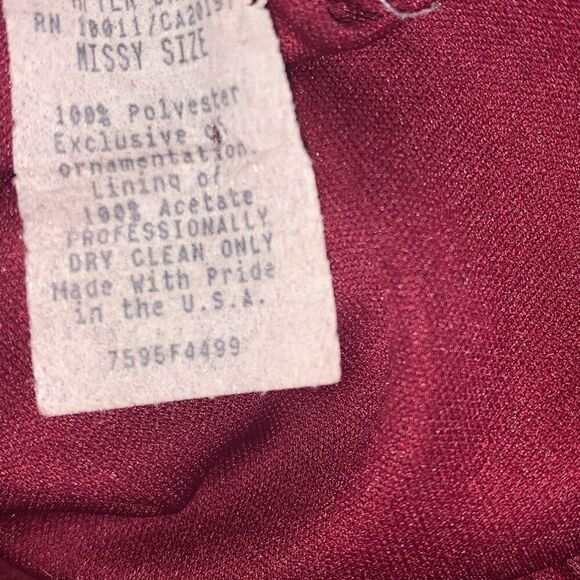 Vintage Burgundy After Dark Drop Waist Large Bow Party Dress Size 10 - Picture 16 of 16